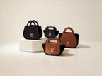 Makafui Noir collection featuring luxury handmade crochet handbags with structured wooden frames in black.